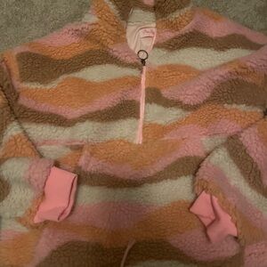 Pink Lily Pink and Brown Sherpa Pullover